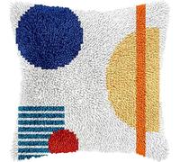 Henypt Latch Hook Kit, Geometric Patterns 17X17Inch Christmas Latch Hook Kits for Adults DIY Decorative Pillowcase Embroidery Cross Stitch Arts Craft for Home Sofa Furniture