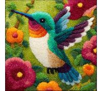 Henypt Latch Hook Kits Animals, Birds and Flowers Pillow Cover DIY Cushion Cross Stitch Crochet Hook Pillowcase Making Kits Preprinted Pattern Canvas Cushion 43x43cm