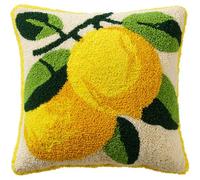 Henypt Latch Hook Kits Cartoon Lemon Pillow Cover DIY Cushion Cross Stitch Crochet Hook Pillowcase Making Kits Preprinted Pattern Canvas Cushion 43x43cm