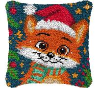 Henypt Latch Hook Kits Pillow Fox DIY Rug Hooking Pillow Cover Craft Set