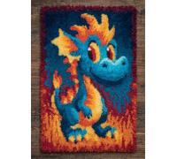 Henypt Latch Hook Rug Kit for Adults Beginner,Cartoon Animal Tapestry Cushion Knitting Patterns,Rug Making Kits with Printed Canvas,Home Decor,52x38cm Cute red Dragon