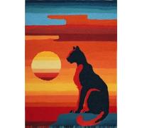 Henypt Latch Hook Rug Kits for Beginners,Animal Cougar and Sunset 52x38cm DIY Craft Doormat Rug Making Kit,Tapestry Cushion Knitting Patterns Gift Kids Women