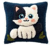 Henypt Latch Hook Sloth Cushion Kits-43X43Cm, Cute Cat DIY Latch Hook Pillowcase Carpet Embroidery Set, Crochet Canvas Pattern Needlework Crafts for Kids Adults and Beginners, 17X17Inch
