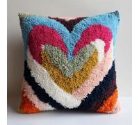 Henypt Latch Hook Sloth Cushion Kits-43X43Cm, Heart-Shaped Pattern DIY Latch Hook Pillowcase Carpet Embroidery Set, Crochet Canvas Pattern Needlework Crafts for Kids Adults and Beginners, 17X17Inch