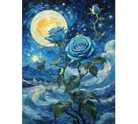 Henypt Pre Printed Cross Stitch Kit Fantasy Rose Flowers DIY Needlepoint Set for Adults Beginners with Accessories Home Wall Art 14CT 50x70cm