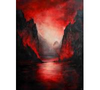 Henypt Pre Printed Cross Stitch Kit Mountains and Rivers Landscape DIY Needlepoint Set for Beginners The Elderly with Accessories Home Wall Art 14CT 40x50cm