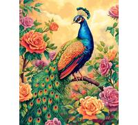 Henypt Small Bead Embroidery Kit, DIY Beading Craft Kit with Colorful Animal Peacock Pattern, Hand Embroidery Needlework Gift