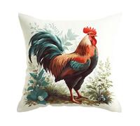 Henypt Stamped Cross-Stitch Kit W/Printed Tapestry Canvas - Big Rooster 17.7X17.7In(45X45Cm) Stamped Cross-Stitch Cushion Embroidery Kits Set Beginners for Creative Home Décor - Needlework Kit for
