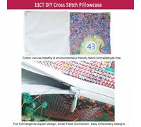 Henypt Stamped Cross Stitch Pillow Kits Dachshund Dog 17.7X17.7In(45X45Cm) 11Ct Pre-Printed DIY Cross Stitch Cushion Pillow Case Cover Embroidery Kit for Adults Needlepoint Handmade Cushion for HOM