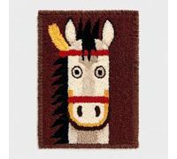 Henypt Unleash Your Creativity with Latch Hook Rug Kits,American Native Indian War Horse Trendy DIY Home Art for Beginners,52x38cm Latch Hook Cushion Kits,Decoration Gift