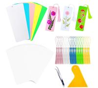 HEOCAKR Bookmark Making Kit for Dried Flowers, 20 Pcs DIY Colourful Kraft Blank Book Marks for Pressed Flowers