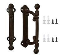 Heoclao Rustic Cast Iron Barn Door Handle, Vintage Industrial Sliding Door Pull, Antique Black Garage Shed Cabin Farmhouse Door Hardware - 2 Pack