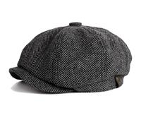 heofonm Beret Caps Octagonal Newsboy Cap, Vintage Painter Beret Hats, British Style Newsboy Hats for Men (Grey,4XL(61-63cm))