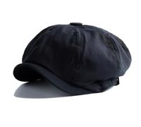 heofonm Beret Caps Octagonal Newsboy Cap, Vintage Painter Beret Hats, British Style Newsboy Hats for Men (Black,4XL(61-63cm))