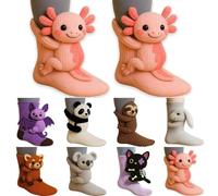 HEONSATI 3D Knit Animals Socks Breathable Anti-Sweat Floor Socks Winter Warm Novelty Sock for Christmas Hand Crocheted Double Layer Cute Knit Sock with Cute Panda, Rabbit, Sloth, Axolotl & More