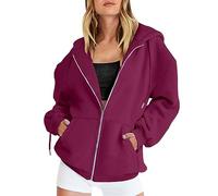 HEONSATI Hoodies for Women Uk, Women's Long Sleeve Sweatshirts Soft Comfortable Casual Hooded Jackets with Pockets Oversized Zip Up Hoodies Ladies Plain Zipper Lightweight Drawstring Cardigans Tops