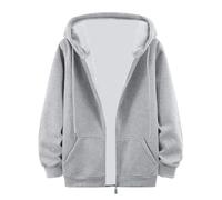 HEONSATI Men Fleece Full Zip Long Sleeve Sports Oversize Hooded Drawstring Loose Plain Casual Sweatshirt Comfortable Zip Up Cotton Hoodies Fashion Front Pockets Autumn Winter Thermal Fleece Coat Grey