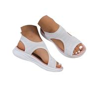 HEONSATI Orthopaedic Sandals Women Slide Casual Ankle Strap Sandals Knit Comfortable Beach Memory Foam Suede Footbed Slingback Mesh with Adjustable Shoes Walking Breathable Summer Wide Fit Cushion