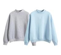 HEONSATI Sweatshirts for Women 2 Pack, Oversized Jumpers Ladies Tops Plain Loose Fit Crewneck Sweatshirts Long Sleeve Tops Casual Lightweight Pullover Solid Color Sports Jumpers Fall Sweaters Tunic