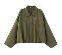 HEONSATI Women's Faux Suede Bomber Jacket Spring Lapel Pilot Coat Casual Oversized Long Sleeves Trendy fashion Streetwear Outerwear faux leather jacket for women UK