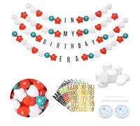 Heopeis 112 Pcs Friendship Bracelet Birthday Banner Kit Famous Singer Customizable Party Giant Garland Decor for Birthday Wedding Baby Shower DIY Supplies(Christmas Color)