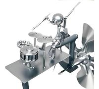 HEOSHIULY Handmade Metal Rock Band Windmill | Magic Kinetic Garden Drummer Windmill, Decor with Musical Bird Scarer & Repellent, Silver