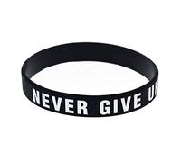 HeOTER Motivational Silicone Wristband Never Give Up Lettering Inspirational Bracelet