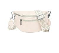 HEOUCH Women's Waist Bag, Small, White, Light Pink, Leather Shoulder Bag, Simple, Fashionable Handbag, Crossbody Bag, Lightweight and Water-Repellent, White, Bohemian