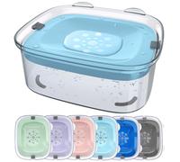 Heouvo 3L Dog Water Bowl No Spill, 101oz Large Spill Proof Dog Bowl Reduce Refill, Anti Splash No Mess Dispenser Dripless Slow Drinking Water Bowl for Sloppy Messy Drinkers (Sky Blue)