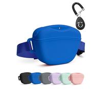 heouvo Dog Treat Pouch with Training Clicker, Upgrade Stronger Magnetic Closure to Avoid Spilling, 1.67 Cup Silicone Treat Bag Fanny Pack with Waist Belt for Pet Training Walking (Navy Blue)