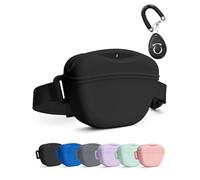 heouvo Dog Treat Pouch with Training Clicker, Upgrade Stronger Magnetic Closure to Avoid Spilling, 1.67 Cup Silicone Treat Bag Fanny Pack with Waist Belt for Pet Training Walking (Black)
