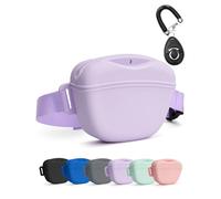 heouvo Dog Treat Pouch with Training Clicker, Upgrade Stronger Magnetic Closure to Avoid Spilling, 1.67 Cup Silicone Treat Bag Fanny Pack with Waist Belt for Pet Training Walking (Voilet)