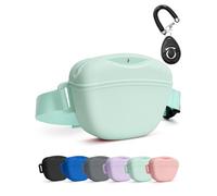 heouvo Dog Treat Pouch with Training Clicker, Upgrade Stronger Magnetic Closure to Avoid Spilling, 1.67 Cup Silicone Treat Bag Fanny Pack with Waist Belt for Pet Training Walking (Sprout Green)