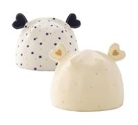 HEOXIN Baby Hat 2PCS, Newborn Soft Winter Beanie Toddler Caps, Infant Baby Cute Heart Hat with Stars Autumn, Warm Hat for 0-3 Months Baby Girl Boy Unisex, One Size Yellow + Blue