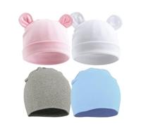 HEOXIN Baby Hat 4PCS, Newborn Soft Winter Beanie Toddler Caps, Infant Baby Cute Bear Hat Autumn, Warm Hat for 0-12 Months Baby Girl Boy Unisex, One Size