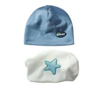 HEOXIN Baby Hat Tube Scarf Set, Newborn Soft Winter Beanie Toddler Caps and Loop Scarf, Infant Baby Cap and Scarf with Pentagram, Warm Hat Scarf Set for 18-36 Months Baby Girl Boy Unisex, Blue L