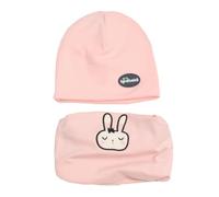 HEOXIN Baby Hat Tube Scarf Set, Newborn Soft Winter Beanie Toddler Caps and Loop Scarf, Infant Baby Cap and Scarf with Rabbit, Warm Hat Scarf Set for 6-12 Months Baby Girl, Pink M
