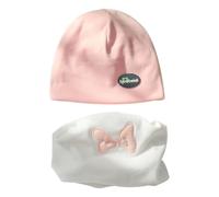 HEOXIN Baby Hat Tube Scarf Set, Newborn Soft Winter Beanie Toddler Caps and Loop Scarf, Infant Baby Cap and Scarf with Bowknot, Warm Hat Scarf Set for 6-12 Months Baby Girl, Pink M