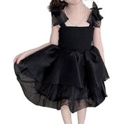 HEOXIN Newborn Baby Girls Princess Mesh Puffy Dress, Bowknot Suspenders Princess Tutu Dress, Sleeveless A-Line Tulle Dresses Party Birthday Gift for 2-3 Years, Black