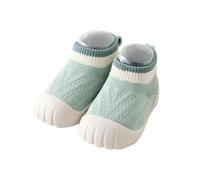 HEOXIN Toddler Sock Shoes, Baby Girl First Walking Shoes Non Slip Soft Sole Grip, Anti-Collision Toe Cap Colour Clash Breathable Mesh Upper Slipper Socks Walkers Barefoot Infant Shoes, Green, M