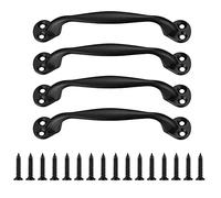 Heozhuyi 4 Pcs Doors Pull Handles, Black Sliding Barn Door Handles, Retro Bow Shaped Garden Gate Garage Shed Cabinets Door Grab Handles, with Screws - 129 mm