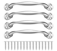 Heozhuyi 4 Pcs Doors Pull Handles, Sliding Barn Door Handles, Retro Bow Shaped Garden Gate Garage Shed Cabinets Door Grab Handles, with Screws - 129 mm (Silver)