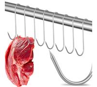 Heozhuyi 8 Pcs Butchers Hooks for Hanging, Stainless Steel S Hookss, S Shaped Meat Hooks for Hanging Hot and Cold Smoking Meats, or S Shaped Wall Coat Hook, Clothes Hook Set