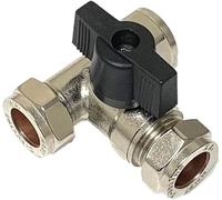 hep® 15mm Large Bore Tee Isolation Valve Chrome Plated Full Flow with Thumb Turn Lever 1/4" Trun