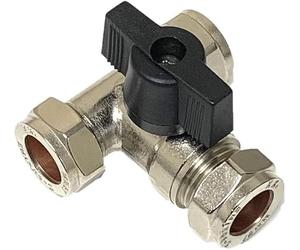 hep® 15mm Large Bore Tee Isolation Valve Chrome Plated Full Flow with Thumb Turn Lever 1/4" Trun