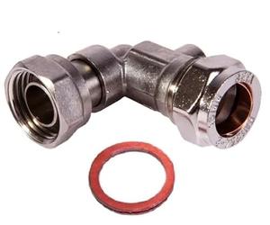 hep® 15mm Service Valve Elbow 1/2" Inc. Washer Chrome Angle Isolation Valve