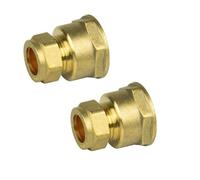 hep Online 15mm Compression By 3/4" Bsp Brass Female Iron Coupler Straight Adaptors 15mm X 3/4" Bsp Female (Pack Of 2)