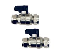 hep Online 15mm Full Bore Isolating Ball O Fix Service Valve Straight For Tap Connector Flexi Pipes With Black Lever, Wras Approved X 2
