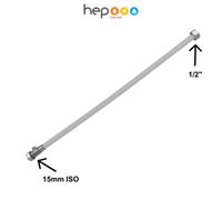 hep Online 15mm Iso X 1/2" Flexi Hose Tap Connector Bsp Female Thread Bendable Flexi Hose 450mm