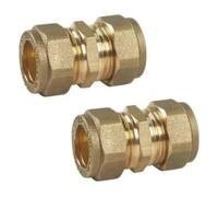 hep Online 15mm Straight Brass Compression Coupler Wras Approved (Pack Of 2)